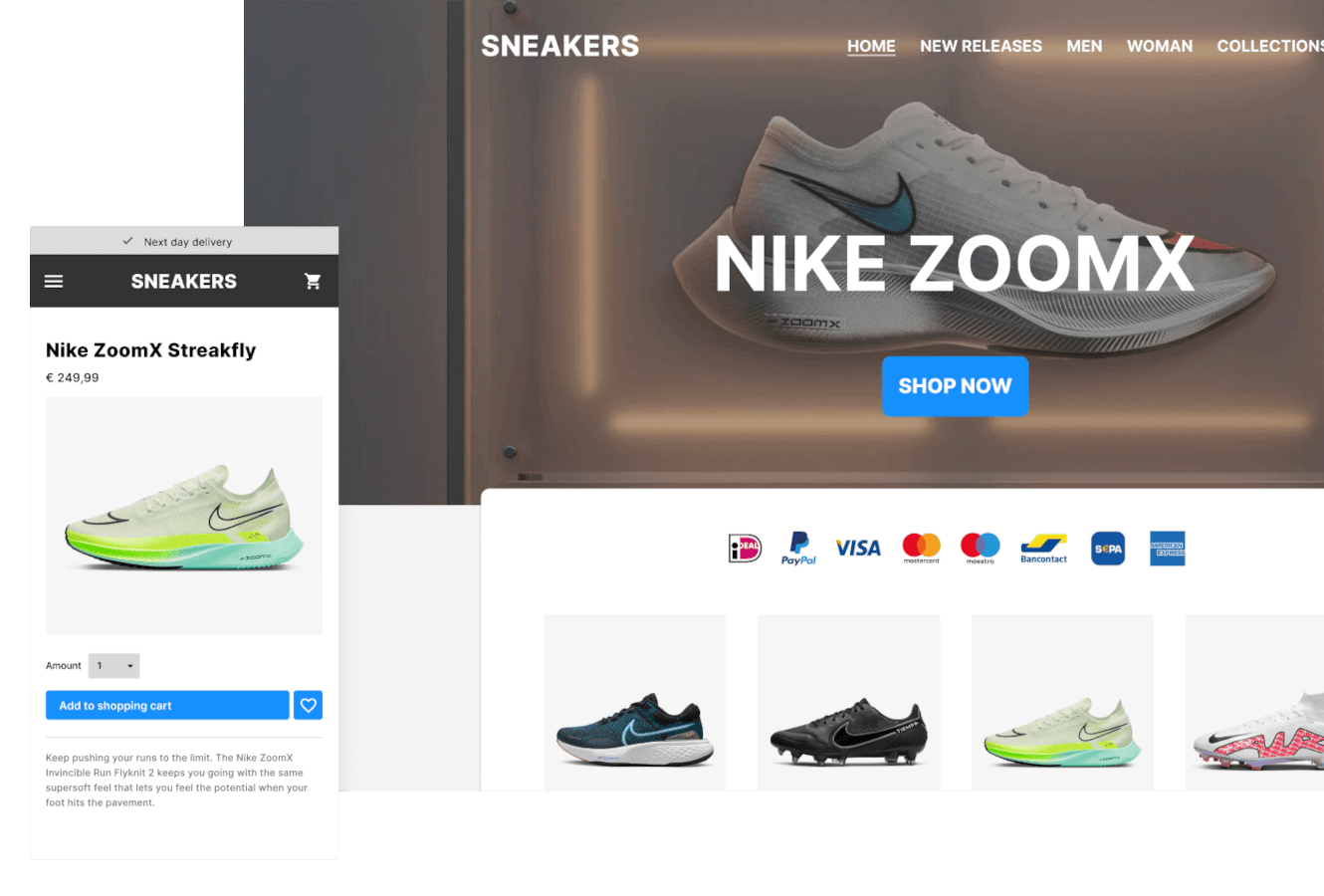 Screenshot eines Webshops